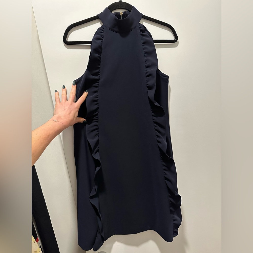 Ted Baker ruffle dress, navy, size 1 (small)